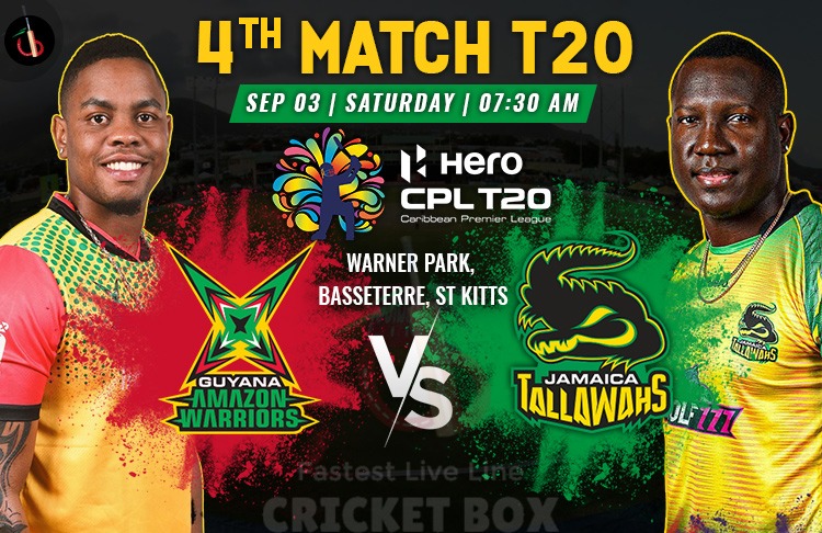 Jamaica Tallawahs vs Guyana Amazon Warriors Match 4th Preview, Probable XI, Match Prediction, Pitch Report & More