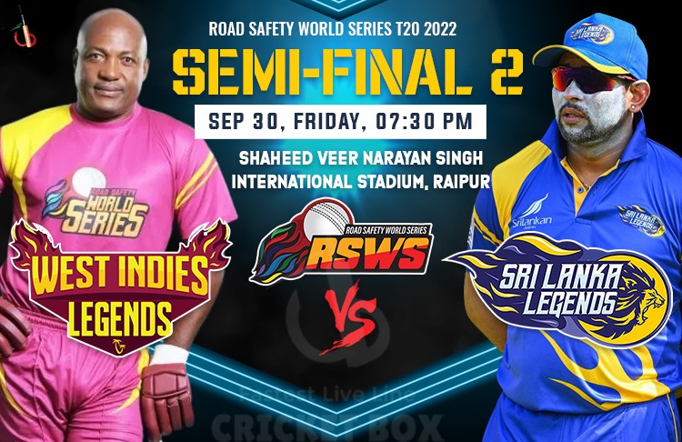 Sri Lanka Legends vs  West Indies Legends 2nd Semifinal T20 Match Preview, Probable XI, Top Picks, Match Prediction, Pitch Report & More