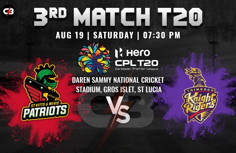 Trinbago Knight Riders vs St Kitts and Nevis Patriots - 3rd Match T20 Live Preview, Pitch Report, Probable XI, Match Details, Weather Report & More (CPL 2023)