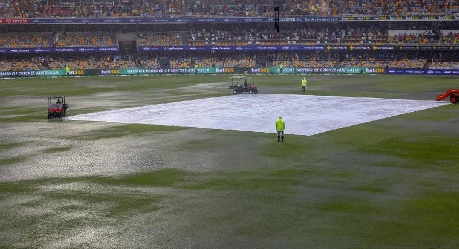 Khawaja, McSweeney steady for 13.2 overs played on the first day of the 3rd Test at Gabba due to rain.