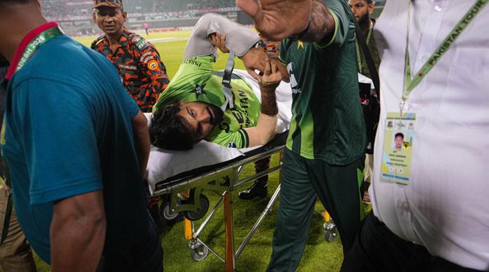 Hussain Talat taken to hospital after sustaining shoulder injury